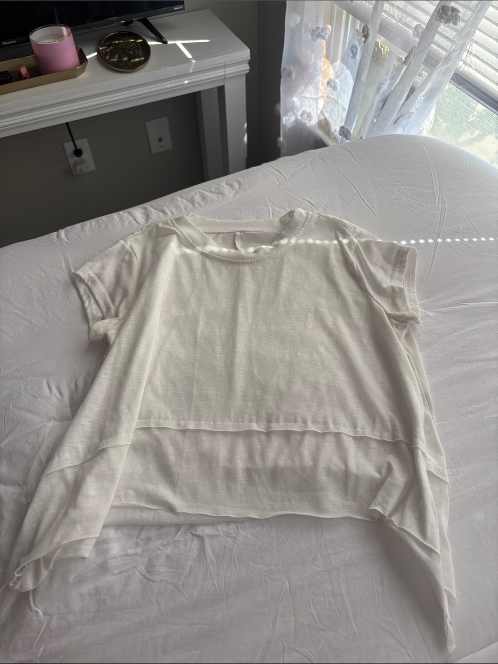 Women’s White Short-Sleeve Layered Boxy Tee